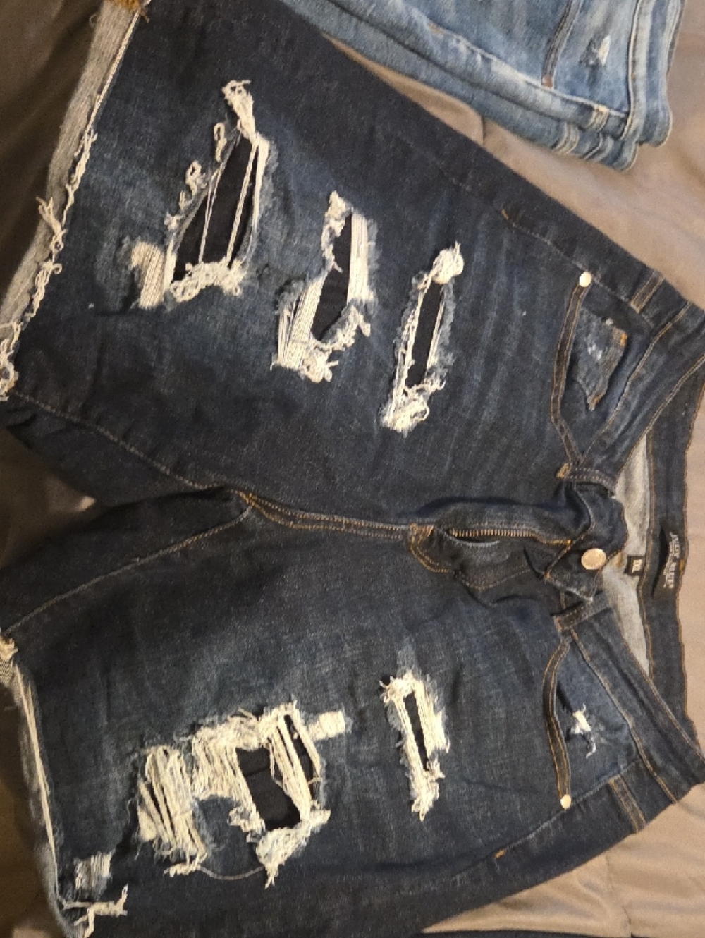 Judy Blue Women's Blue Denim Cutoff Shorts - Distressed - Picture 3 of 6